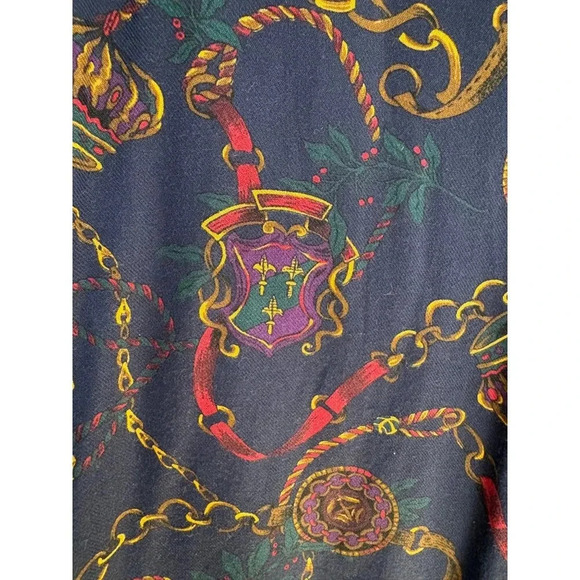 Vintage Tapestry Designs Women's Royal Equestrian Print Button Down Shirt Size 8 - Picture 7 of 12